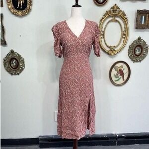 Abercrombie & Fitch Terracotta Polka Dot Open Back Midi Dress